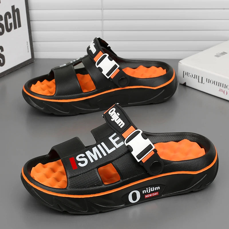 Summer Men's Massage Slippers Indoor Outdoor Sandals Beach Comfortable Soft Slides Clogs Casual Shoes Men Women Home Slippers
