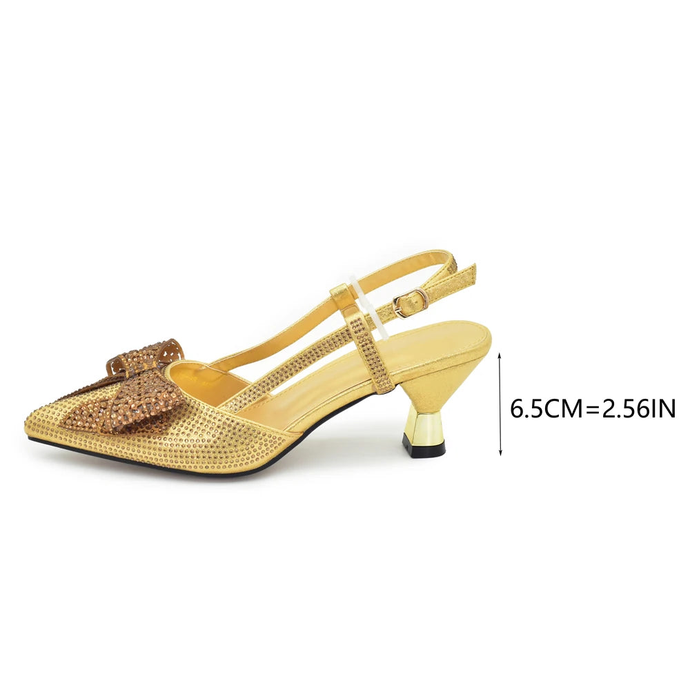 New Arrival Italian Shoe and Bag Set Designer Wedding Luxury Italian Shoes and Bag Set for Women Full Rhinestone Party Pumps