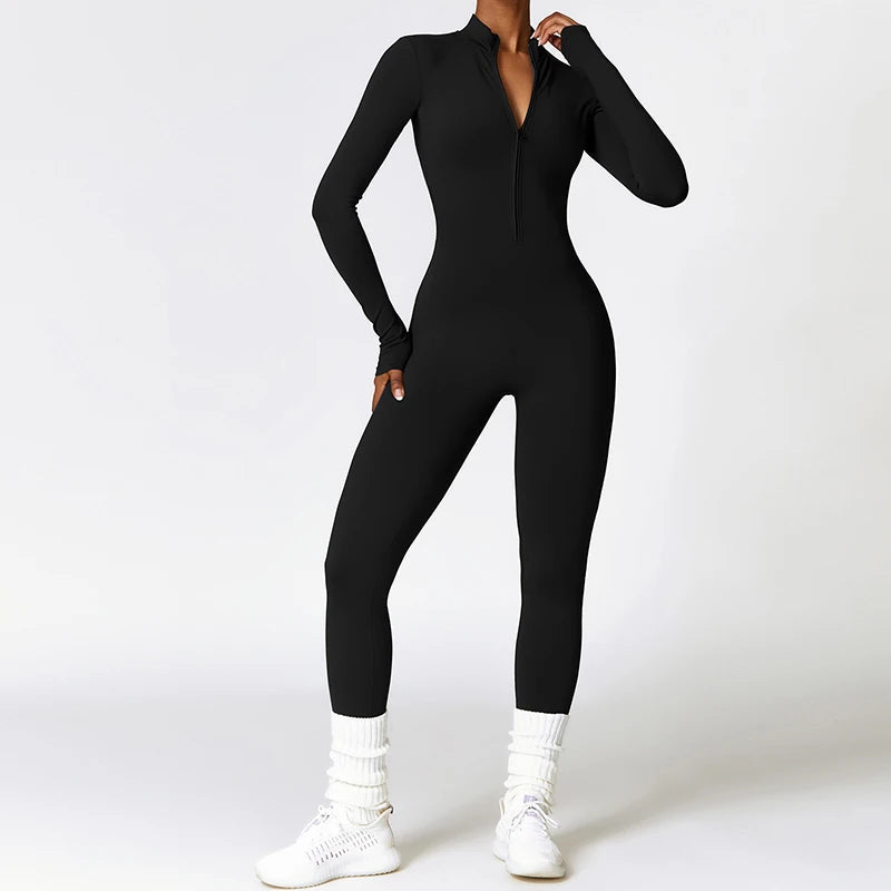 Autumn Sports Jumpsuits Women's Tracksuit Short One-Piece Fitness Suits Gym Clothing Female Sexy Long Sleeve Workout Overalls