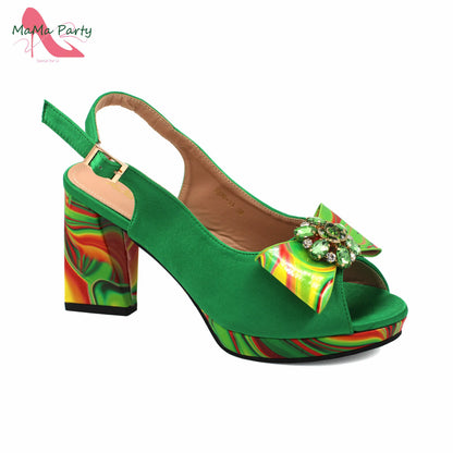 2024 New Design Italian Women Shoes and Bag to Match in Super High Heels in Yellow African Ladies Sandals for Wedding Party