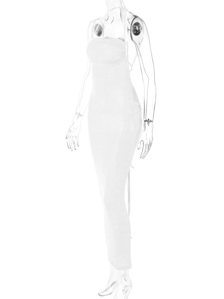 Sexy Long Shoulder Strap Open Back Backless Bodycon Maxi Dress Women Sleeveless Halter Skinny Long Dress Club Party Vestidos