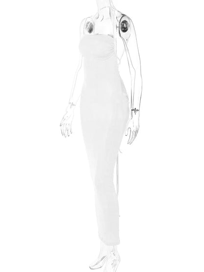 Sexy Long Shoulder Strap Open Back Backless Bodycon Maxi Dress Women Sleeveless Halter Skinny Long Dress Club Party Vestidos