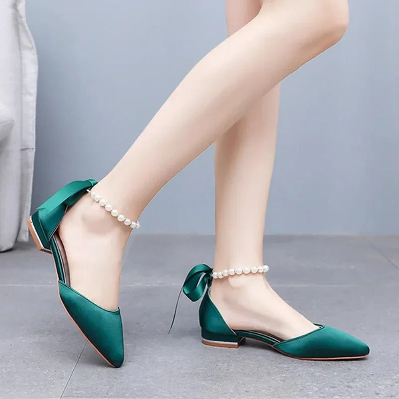 Summer New Women Shoes Fashion Pointed Tip Flat Sandals for Woman Elegant Dress Wedding Shoe Luxury Designer Shoes Zapatos Mujer
