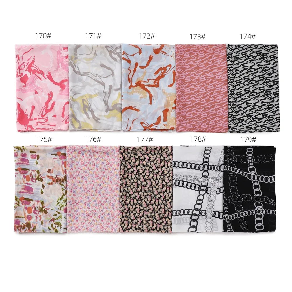 66 Colors Pearl Chiffon Printed Hijab Scarf New Fresh Small Floral Polka Dot Sunscreen Silk Scarf Shawl Turbans for Women Hijabs