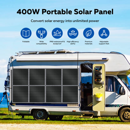 CTOLITY XP1000 1800W Portable Power Station 1024Wh 320000mAh LiFePO4 Battery with 400W Foldable Solar Panel Solar Generator for RV Off-Grid Outdoor Camping Emergency Power Supply