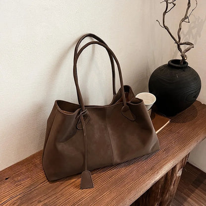Vintage Casual Tote Bag New Large-capacity Handbag Europe America Popular Hot Selling Underarm Bag High-quality Pu Commuter Bags