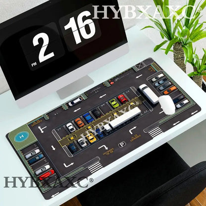 HYBXAXC Parking Lot Design Large gaming mouse pad Advanced desk mats rubber base Durable washable HD print oblong keyboard mat