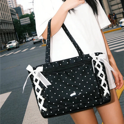 Sweet College Style Ribbon Ita Bag Women Fashion Shoulder Bags Large Capacity Tote Bag For Daily Commuting Transparent Handbag