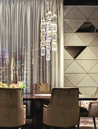 Creative Design Trendy Modern Glass Lamp Modern Home Decor Living Room Pendant Lights LED Foyer Hanging Lamp Long Table Lustre