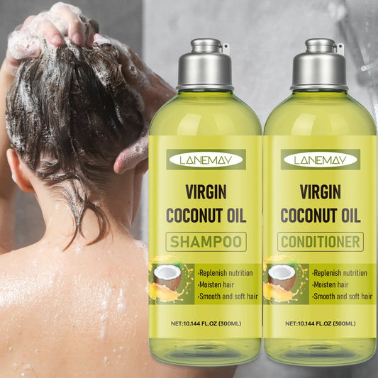 Virgin Coconut Oil Shampoo & Conditioner Set – Deep Moisturizing for All Hair Types Transform dry, dull hair into soft.