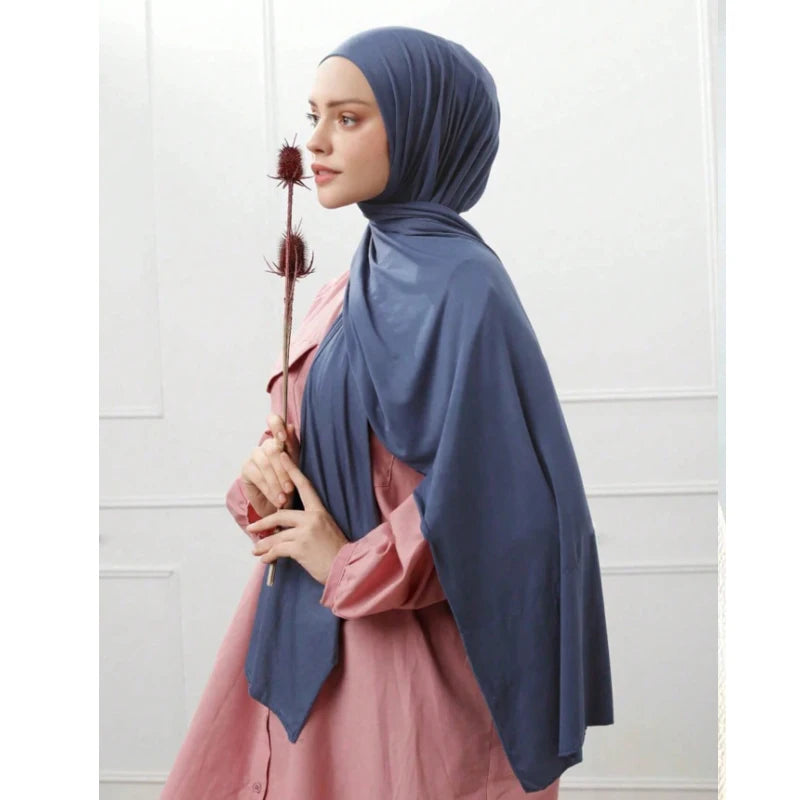 Classic Jersey Hijabs Scarf Plain Solid Color Scarves Style Head Wrap Headscarf for Women