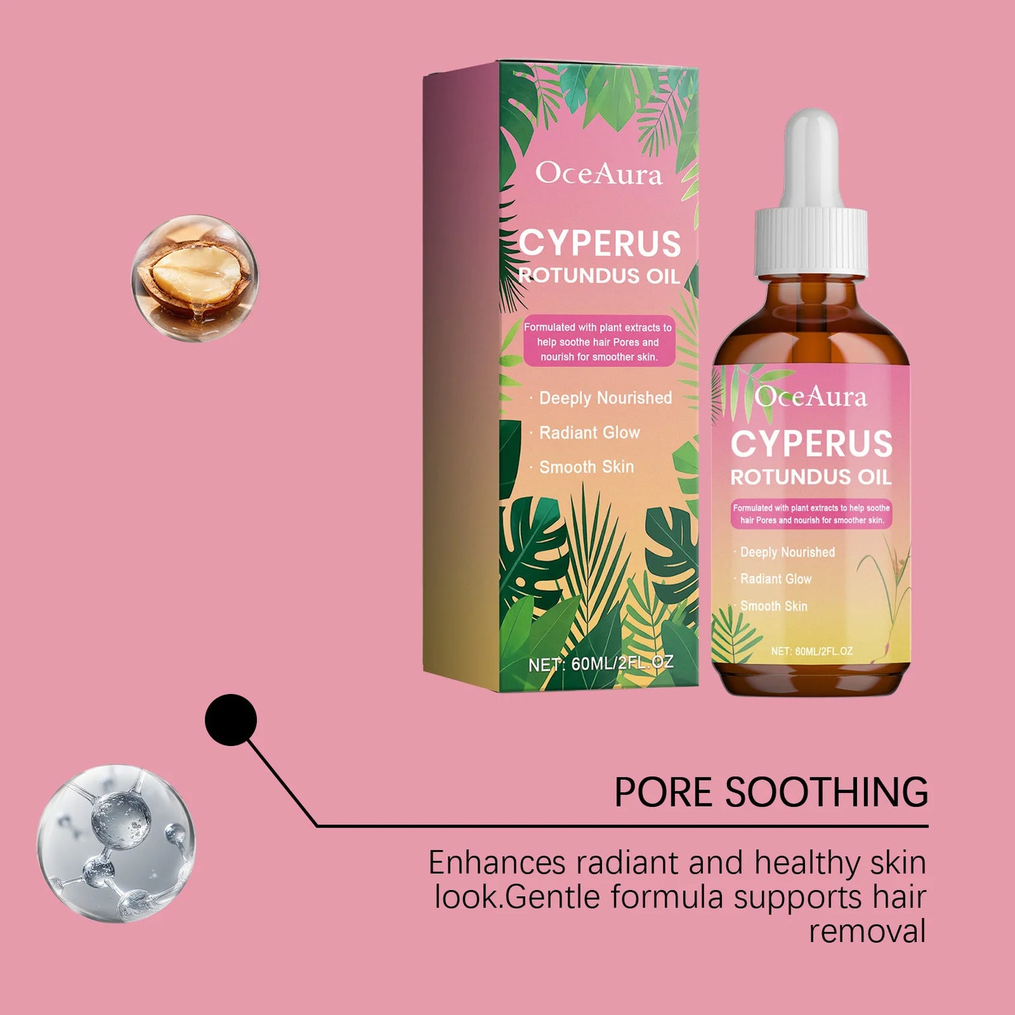 OceAura Inhibit Hair Growth Oil Cyperus Rotundus Extract Prevent Hair Growth Products Moisturizing Skin Aftershave Care Body Oil