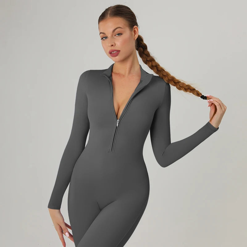 Autumn Sports Jumpsuits Women's Tracksuit Short One-Piece Fitness Suits Gym Clothing Female Sexy Long Sleeve Workout Overalls