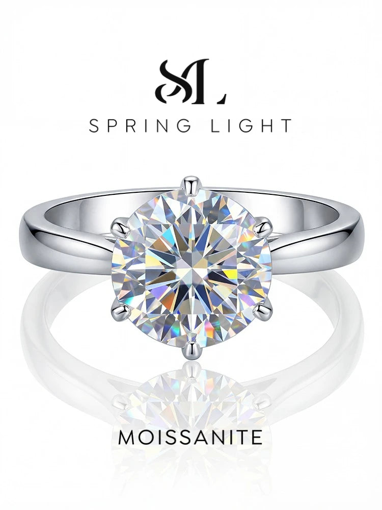 0.5-2CT Classic Real Moissanite Diamond Wedding Rings For Women Gift Real 925 Sterling Silver Top Quality Fine Jewelry