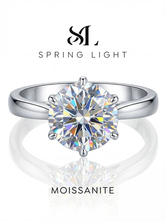 0.5-2CT Classic Real Moissanite Diamond Wedding Rings For Women Gift Real 925 Sterling Silver Top Quality Fine Jewelry