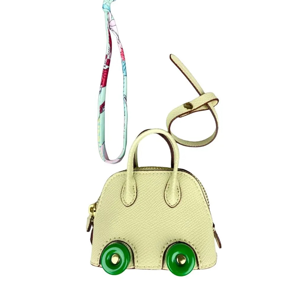 Leather Mini Bag Charm With Cute Wheels - Earphones & Lipstick Pouch with Dual Straps-PU Leather-Ideal For Bag Accessory