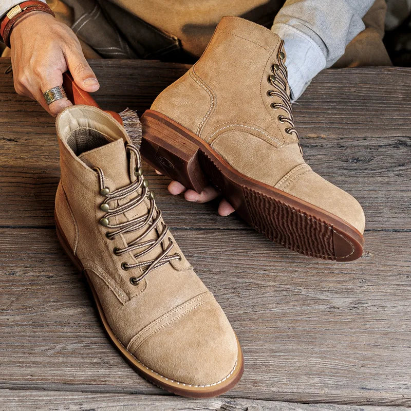 New High Quality Men Boots Motorcycle Boots Retro Comfortable Leisure Tooling Work Ankle Workwear Boots
