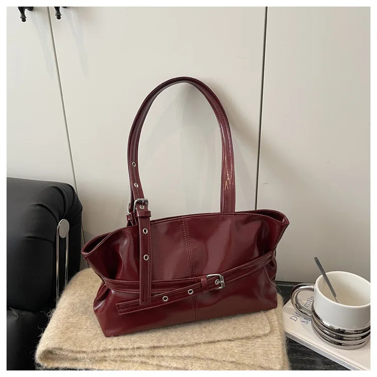Winter Style Women's Retro Minimalist Tote Shoulder Bag 2025 Autumn Large Capacity Commuting Top-Handle Hand Bags for Women