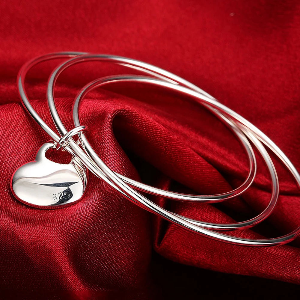 Trendy 925 Sterling Silver Big Bangles Bracelet Cute Charms for Women Lady Fashion Jewelry Adjustment Cuff Wedding Luxury
