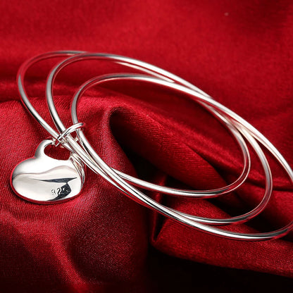 Trendy 925 Sterling Silver Big Bangles Bracelet Cute Charms for Women Lady Fashion Jewelry Adjustment Cuff Wedding Luxury