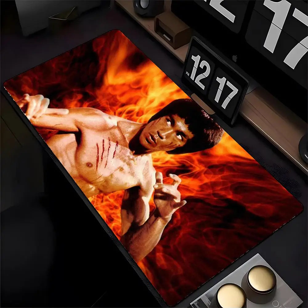 B-Bruce L-Lee Li Xiaolong K-Kung F-Fu Mouse Pad Mousepad HD Printing Computer Gamers Locking Edge Non-slip Mouse Pad XXL90x40cm