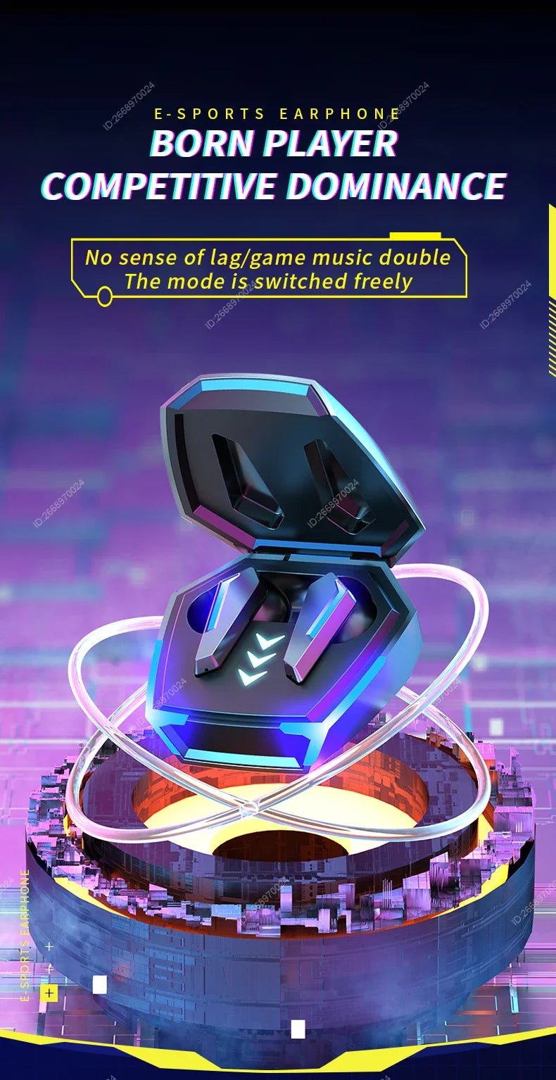 Bluetooth Game Earphones True Wireless TWS In-Ear Headphones With Mic Waterproof Sports Hifi Headsets Balanced Armature for Game