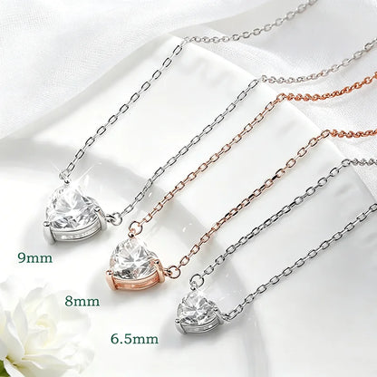 Smyoue 1CT 2CT 3CT Heart Cut Certified Moissanite Necklace for Women 18k Gold Plated Jewelry Sterling Silver S925 Pendant Chain