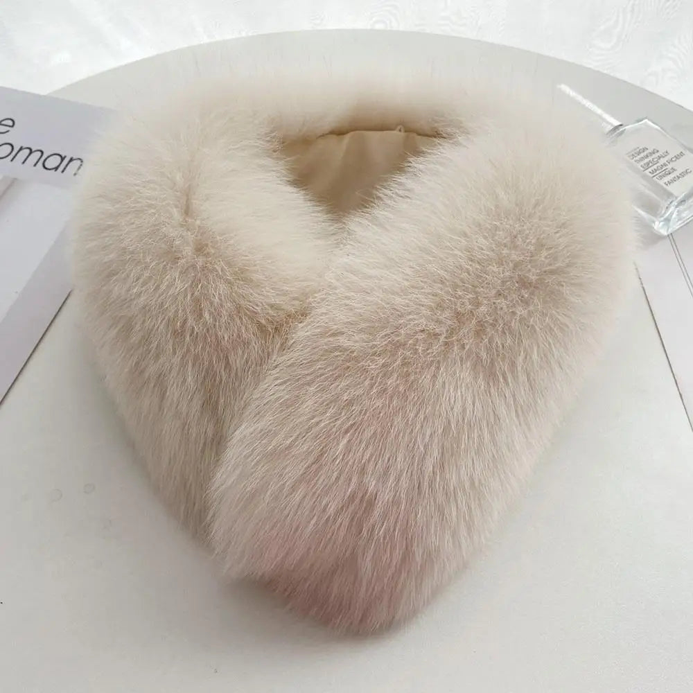Luxury Winter Neck Warmer Fox Fur Scarf Thickened Natural Fur Collar Scarf  Fluffy Fur Shawl Magnetic Buckle Real Fur Scarves