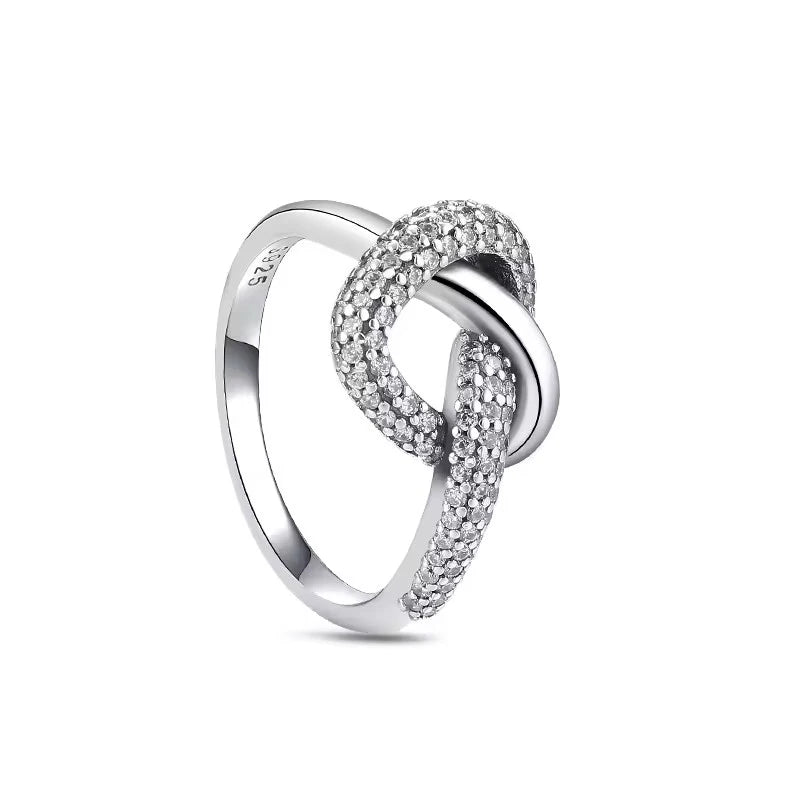 New 925 Sterling Silver Rings Stackable Infinite Silver shining Zircon Ring For Women Wedding Anniversary Birthday Jewelry Gift