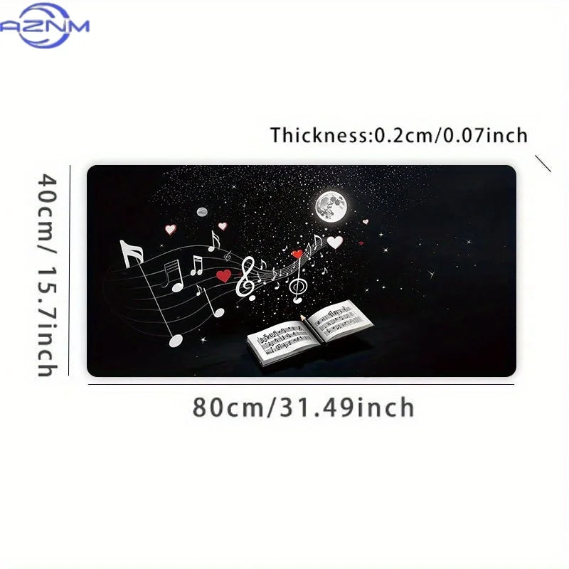 One Cosmic Music Tune Mouse Pad -  cm, a Stylish XXL Extended Desk Mat Featuring a Non-Slip Base, Expertly Sewn Edges, Ideal for