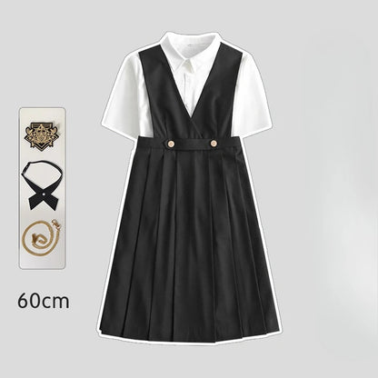 Versatile and Cute School Uniform Skirt JK Uniform Basic Spring Genuine Long Dress Japanese-style Pleated College Style Suit