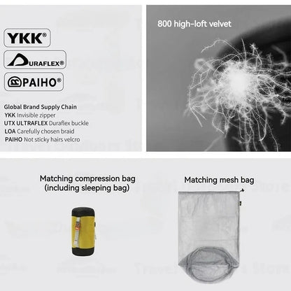 AEGISMAX Wind Hard Dusk Upgrade Ultralight Down Sleeping Bag 7D Nylon DWR 800FP Waterproof Outdoor Hiking Down Pro Sleeping Bag