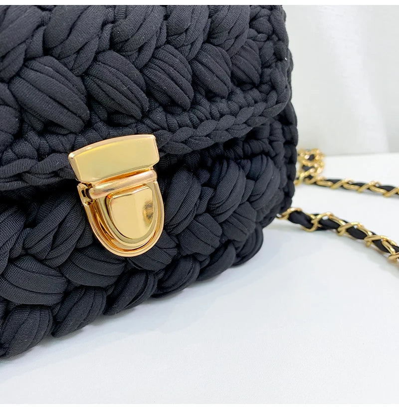 New Rope Woven Women Handbags Designer Knitting Chains Shoulder Crossbody Bag Casual Lady Hand Bags Small Flap Purses