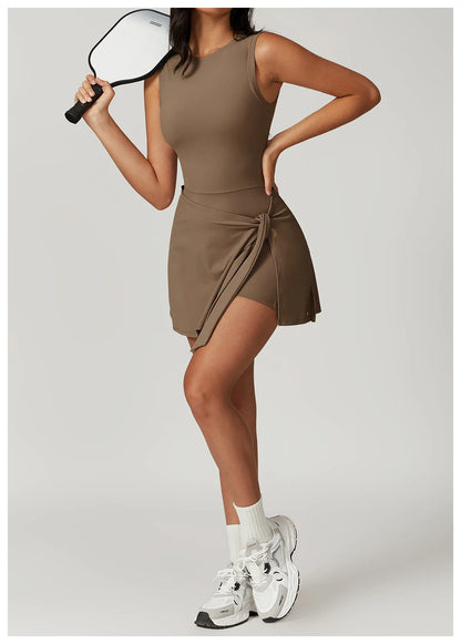 Romper Backless Set Long Sleeved Gym Sports Fitness Bodysuit Siamese Sportswear Women Clothes Jumpsuit Skirt Playsuit Yoga Suit