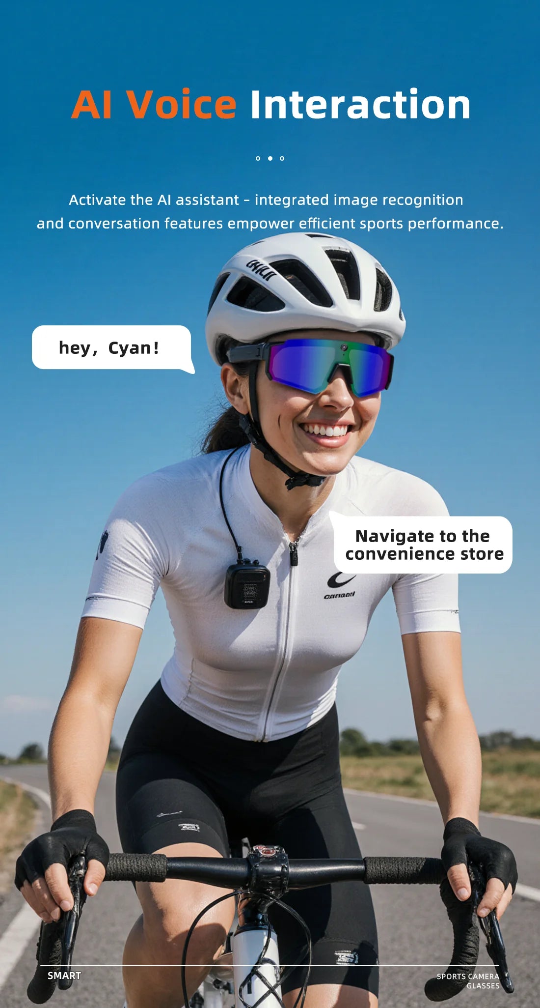 Outdoors Cycling AI Smart Glasses with Camera 1200P Video Recording Anti-Shake Shooting AI  Voice Translation Windproof Goggles