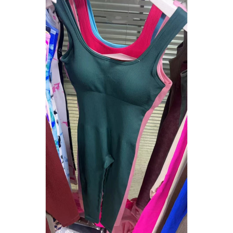 HLJ&GG High Stretchy Ribber Bodycon One Piece Jumpsuits Women Sleeveless Slim Playsuits Casual Quality Sporty Leggings Overalls
