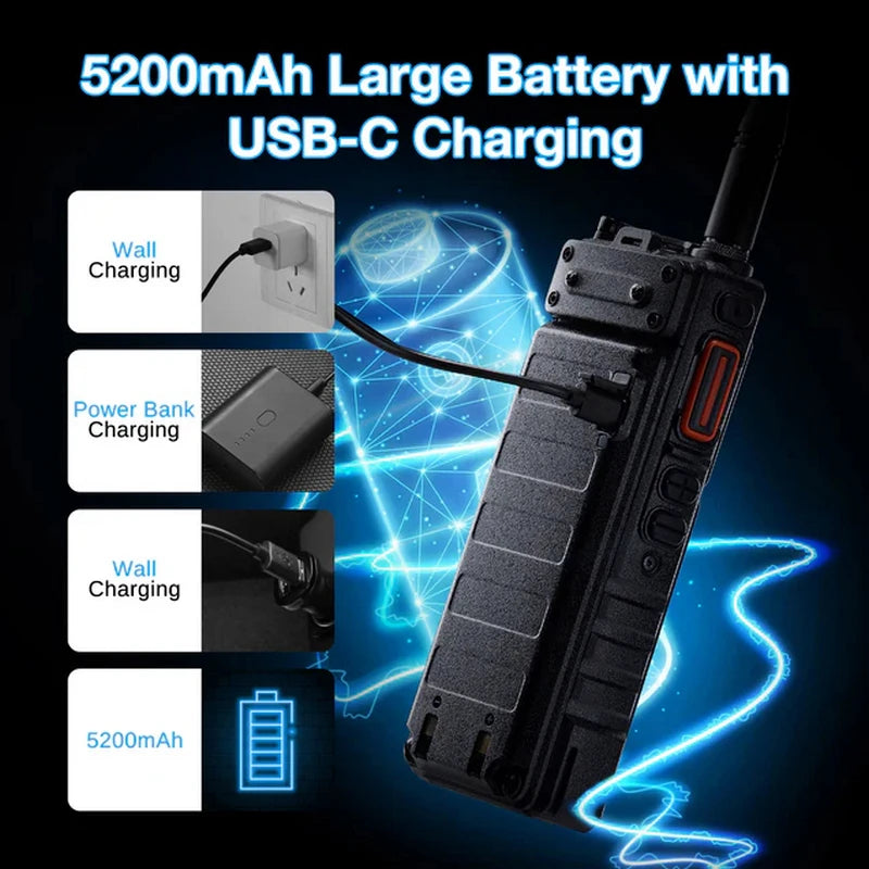 BAOFENG UV-25 Walkie Talkie UV25 Tri-Band Wireless Frequency NOAA Type-C Charger AM Long Range Ham Portable Two Way Radio