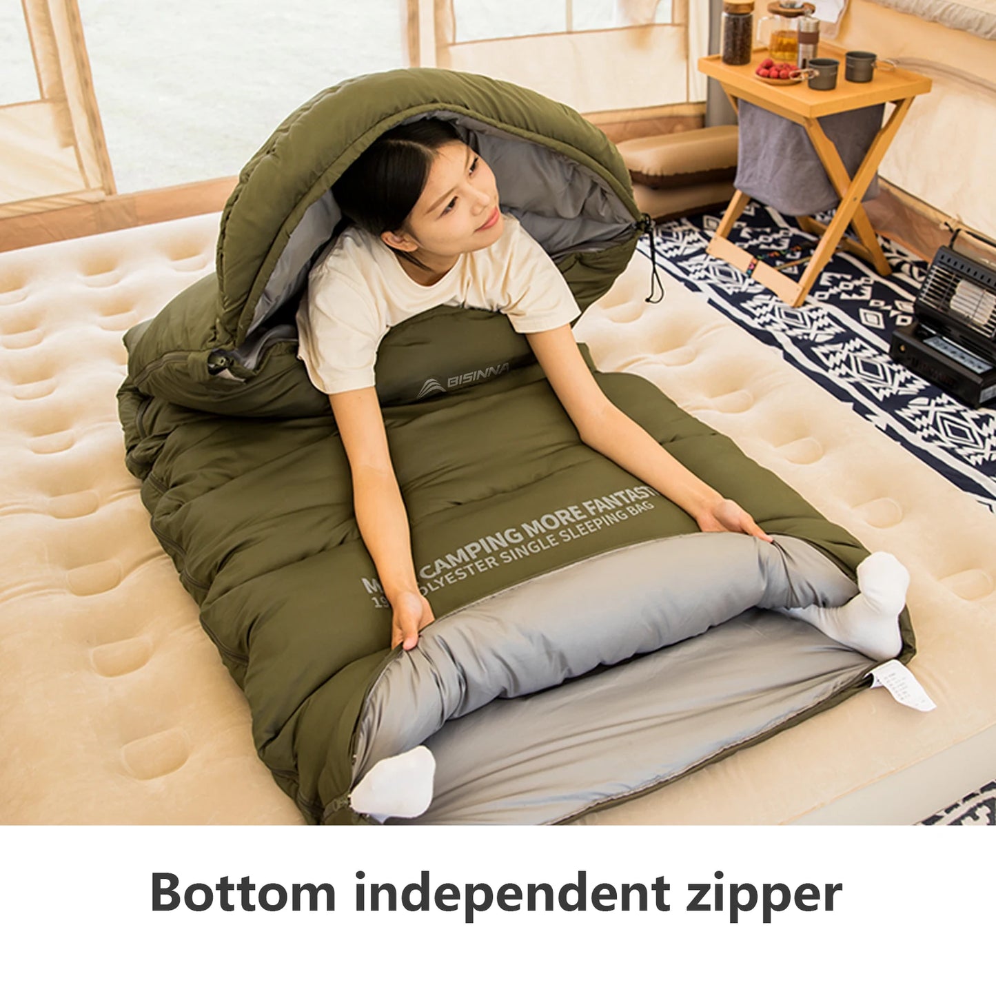 BISINNA Camping Winter Sleeping Bag Lightweight Warm Envelope Backpacking Sleeping Bag for Travel Hiking 1.8kg