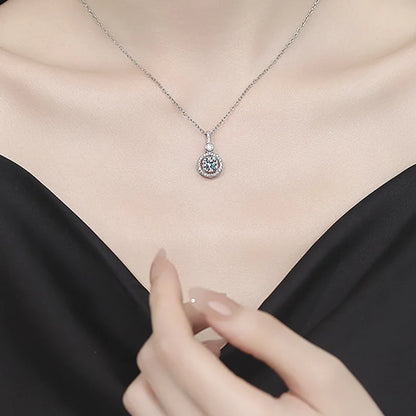 Necklace For Women Sterling S925 Silver With White Gold Plated Lab Diamond Jewelry Wedding Pendant Zircom