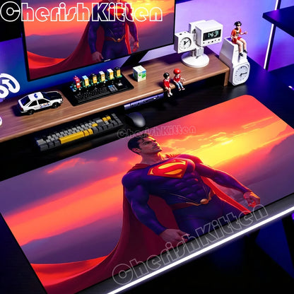 PC Office Speed Gamer Keyboard Mousepad Anime S-Superman Mouse Pad Laptop Gaming Accessories XXL Desk Mat 90x40 Non-slip Carpet