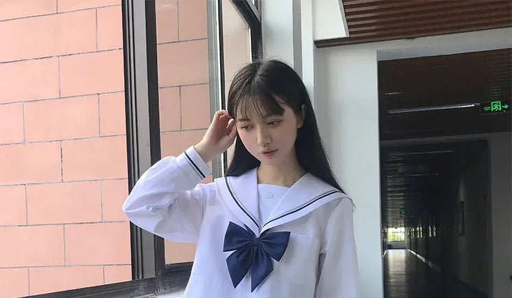 JK Uniform Full Set Basic Spring Shore Gold Two Long-sleeved Japanese Soft Girl Student College Style Sailor Suit