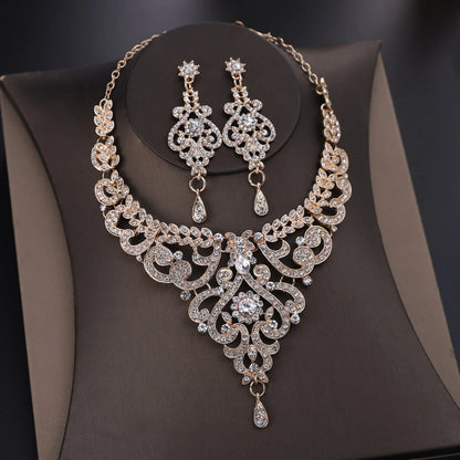 Design Sense Palace Style Jewelry Set, High-End Luxury Rhinestone Inlaid Women's Jewelry Accessories