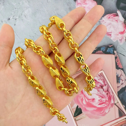 Luxury 9999 24K Solid gold certifid twist melon seed necklace men's high-end real gold jewelry Suitable for daily wear