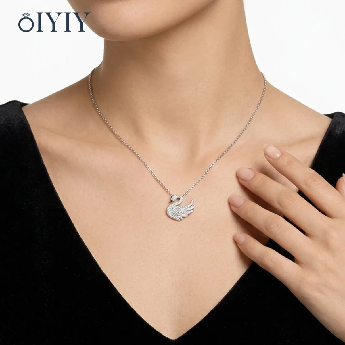 OIYIY Moissanite Necklace for Women 925 Sterling Silver D VVS1 GRA Certified Lab Grown Diamond Swan Pendant Luxury Jewelry Gift