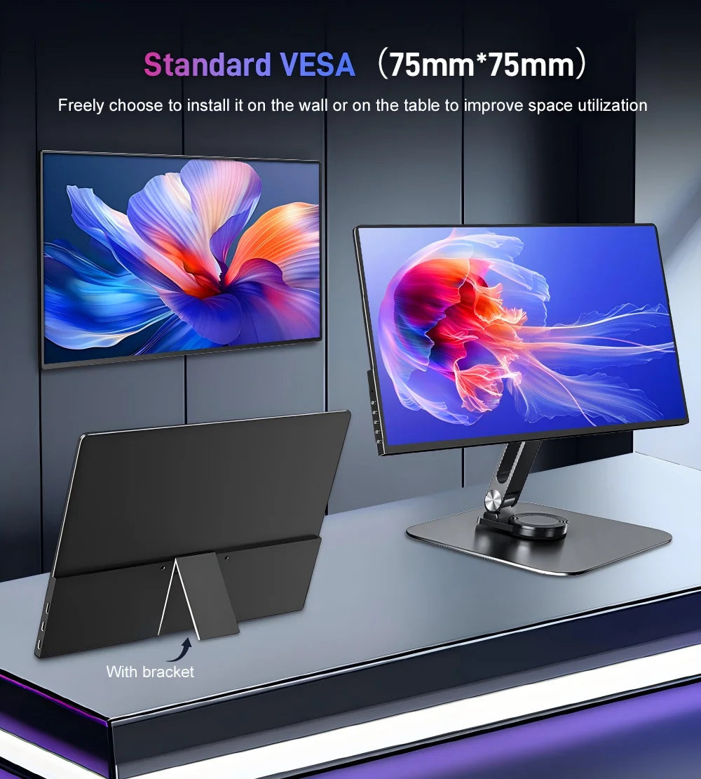 16 Inch 2K 120Hz OLED Monitor 2048×1280 100% Color Gamut VESA Mount External Screen for Laptop PS5 Switch Game Design Office