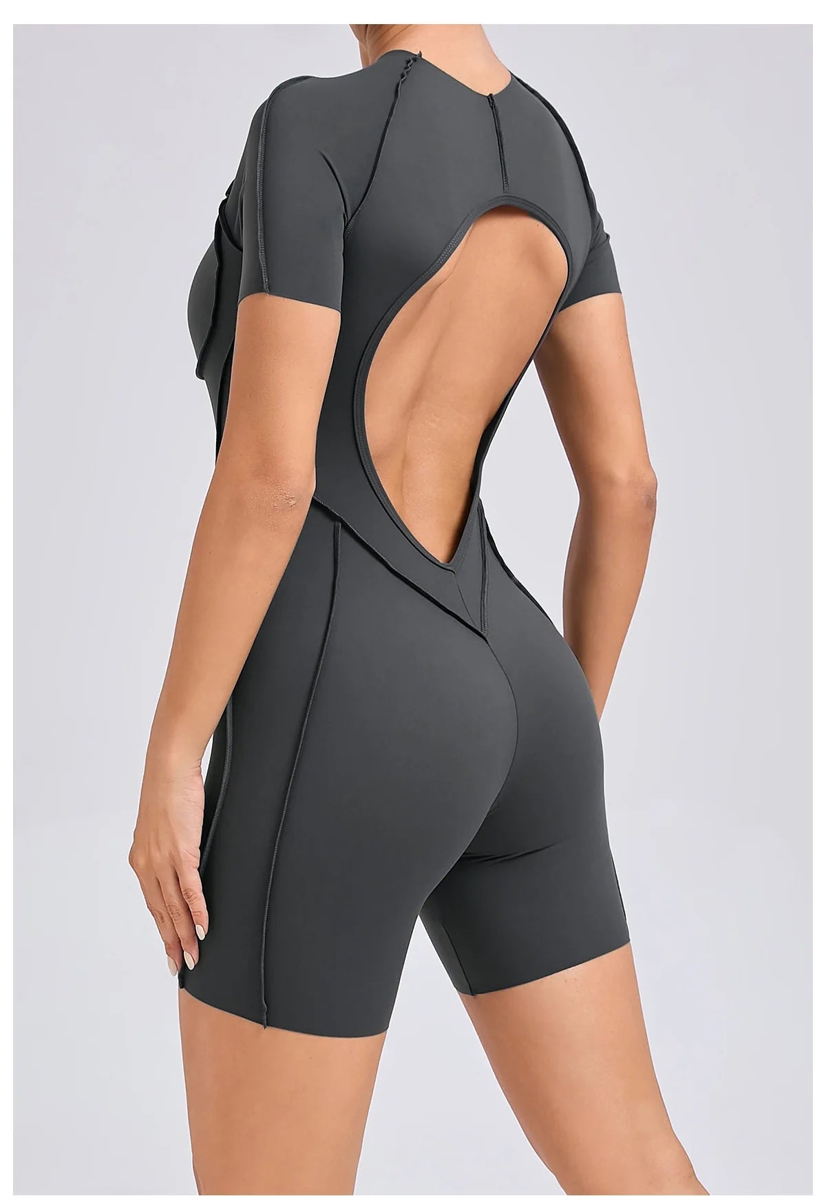 Women's Sports Jumpsuit Kit Yoga Fitness Bodysuit Hip-lifting Open Back Tight High Elasticity Outdoors Gym Workout Sexy Clothes
