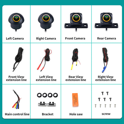 AHD 1080P 360° Panoramic Camera Rear / Front / Left / Right 3D 360 Bird View Panoramic Accessories For Car Android Radio