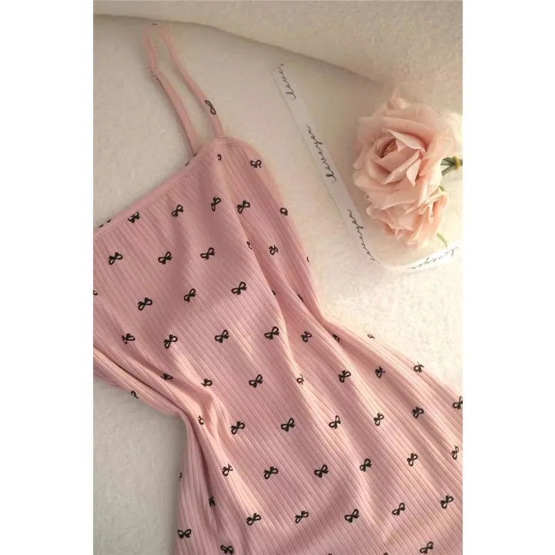 2026 Summer Sexy One-Piece Pajamas for Women Backless with Bow Printed Pink One-Piece Shorts Pajamas Adult Onesie