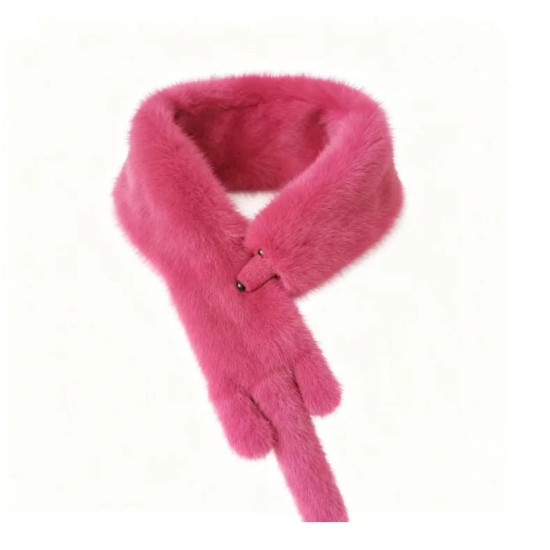 Winter Kawaii Fox Shape Plush Scarf Cute Fun Imitation Sable Soft Windproof Scarf Unisex Warm Fashion Versatile Fur Accessories