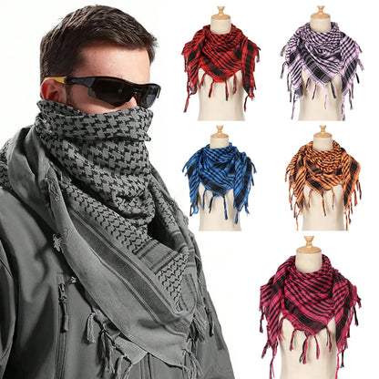 2024 New Plaid Hijab Scarf for Men and Women Arab Desert Headscarf Soft Tactical Hiking Scarves Unisex Turban Military Shawl